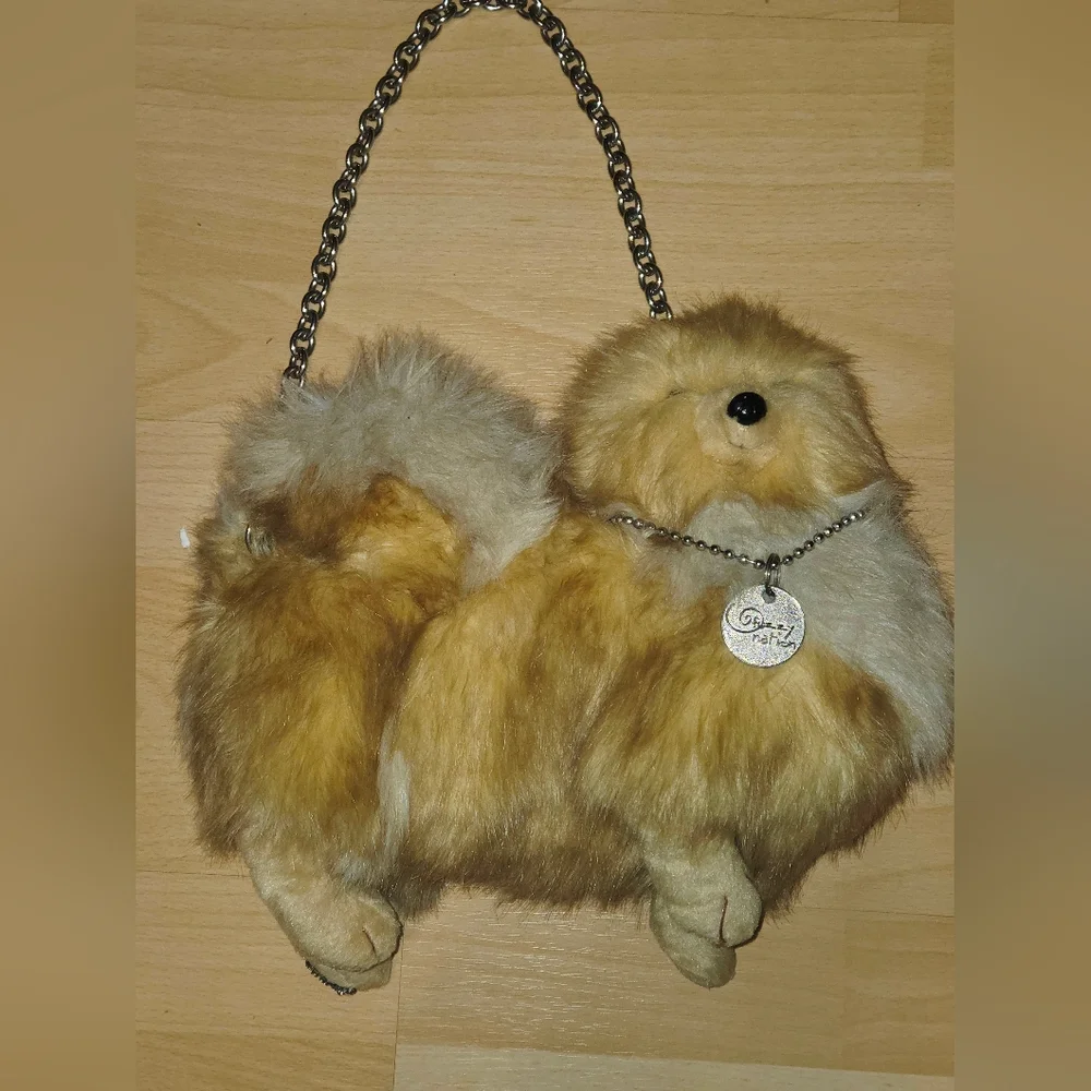 Rare Fuzzy Nation Pomeranian Puppy Purse Handbag